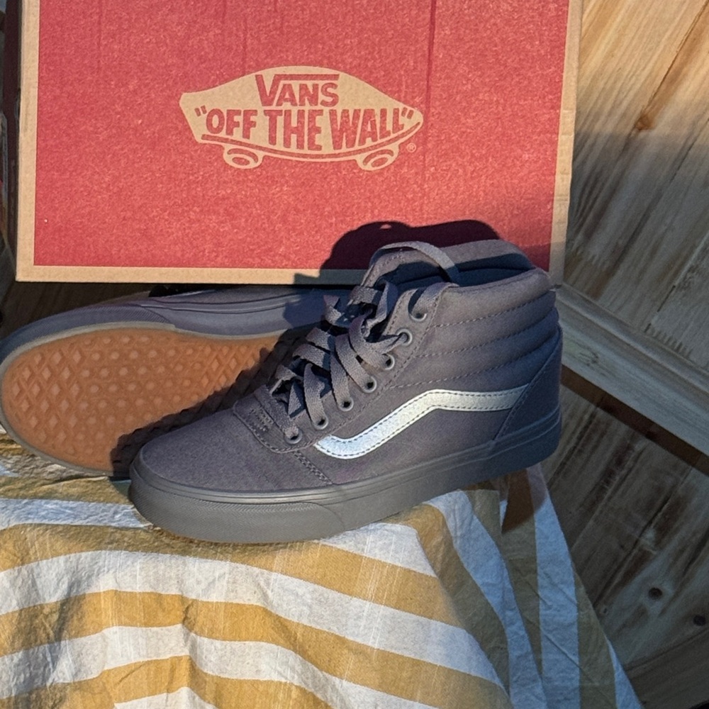 Vans Charcoal High-Top Sneakers with White Stripe